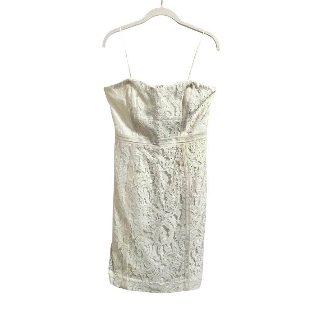 J. Crew Collection Lace Dress Strapless w/Boning White Ivory Above Knee  sz. 10